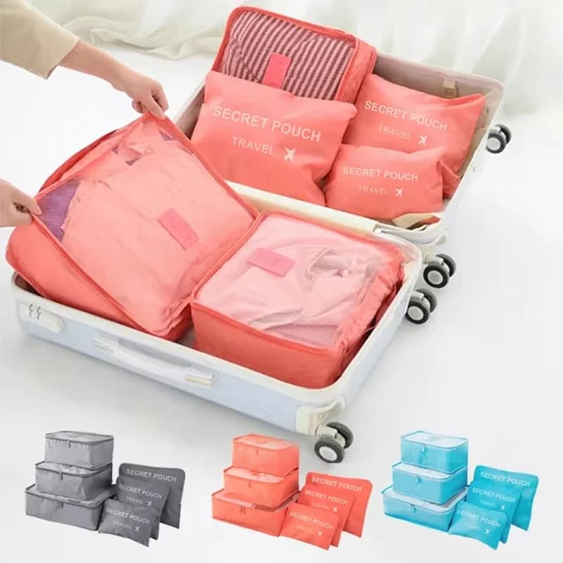 6 Pieces Set Travel Organizer Storage Bags Suitcase Portable Luggage Organizer Clothes Shoe Tidy Pouch Packing Storage Cases