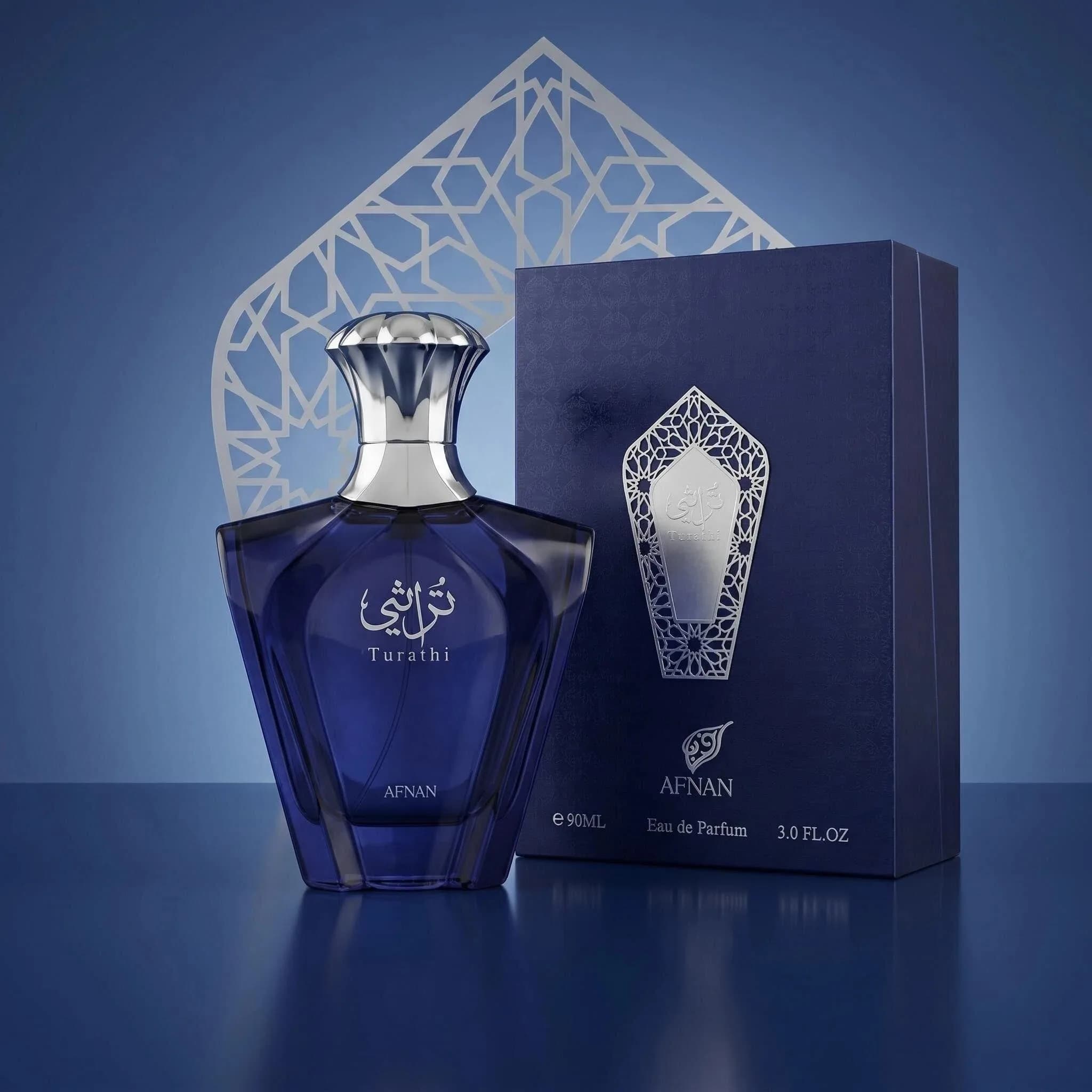 Afnan Turathi Blue Perfume for Men 90ml Eau De Parfum Long Lasting Arabian Cologne Fresh Citrus Woody Spicy Fragrance Gift