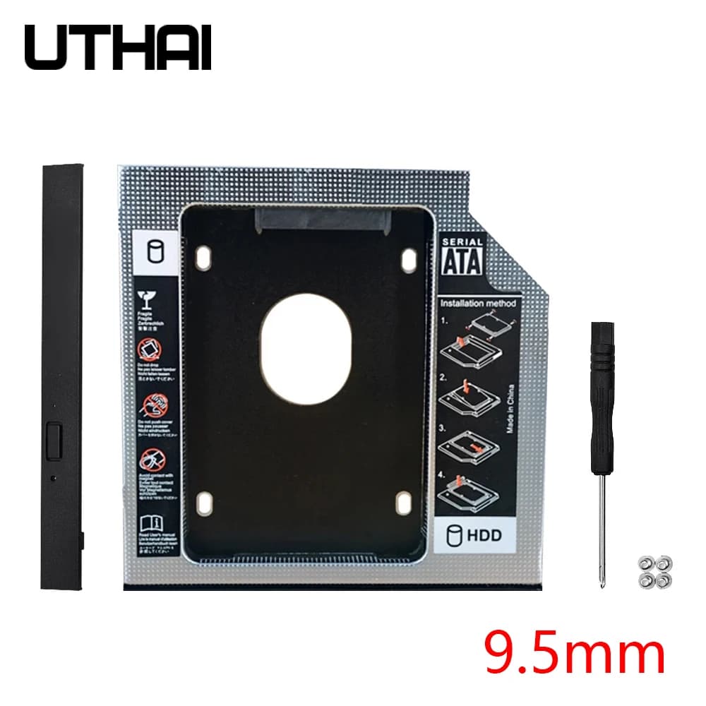UTHAI DW95S HDD Caddy 9.5mm Aluminum Optibay SATA 3.0 Hard Disk Drive Box Enclosure DVD Adapter 2.5 SSD 2TB For Laptop CD-ROM