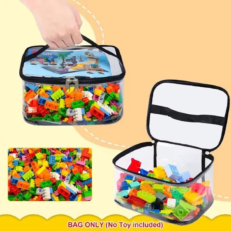 Large Capacity Transparent Mesh Zipper Toy Storage Bag - Puzzle And Block Organizer Ideal for Toy & Building Block Storage