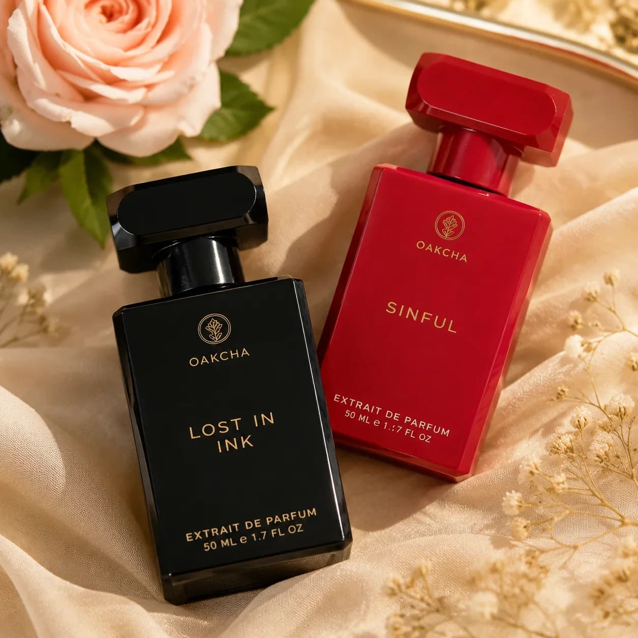 OAKCHA 2PCS Extrait De Parfum Gift Set for Women, Lost In Ink & Sinful Long Lasting Eau De Parfum, Luxury Fragrance Duo, 1.7 fl oz (50ml) Each