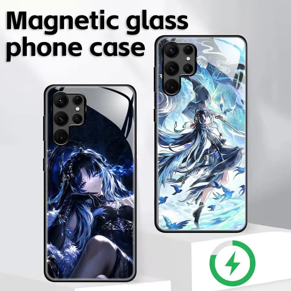 Wuthering Waves Yangyang Xuanling Phone Case For Samsung S26 S25 S24 S23 S22 S21 Plus Ultra Note20 Glass Magnetic Case