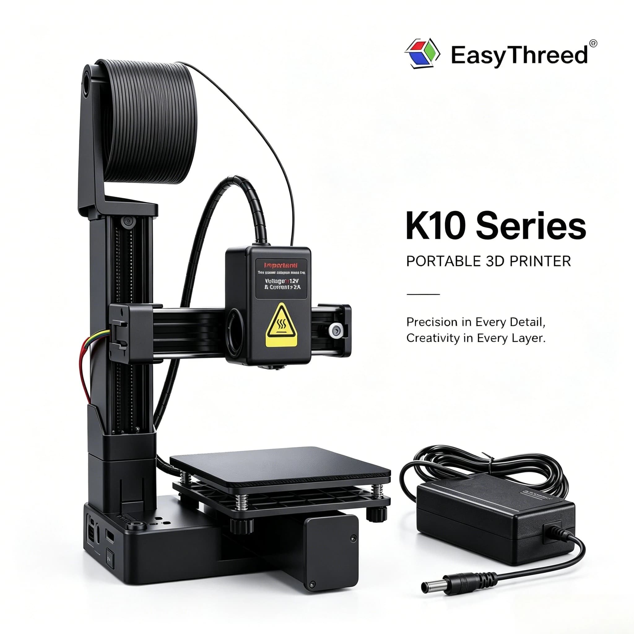 EasyThreed Entry Level Mini 3D Printer Portable Desktop 3D Printer with 100x100x100mm Build Plate Low Noise Fast Assembly for Kids Beginners Home Education DIY Printing Projects Student Use