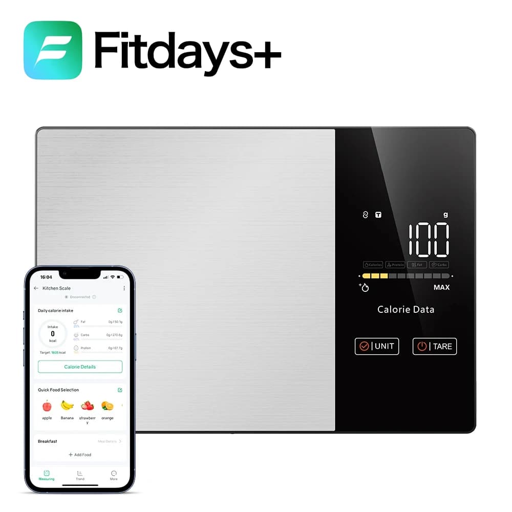Smart Kitchen Scale Food Calorie Protein Fat Carbs Nutritional Calculator Scales, 11LB / 5kg Stainless Steel Kitchen Food Scale