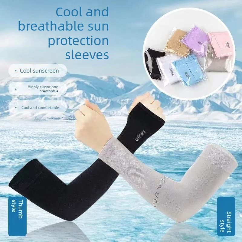 Anti-UV Arm Covers for Men Women Cycling Fingerless Gloves Summer Sport Ice Silk Cool Scarf Silk Elastic Arm Covers Driving
