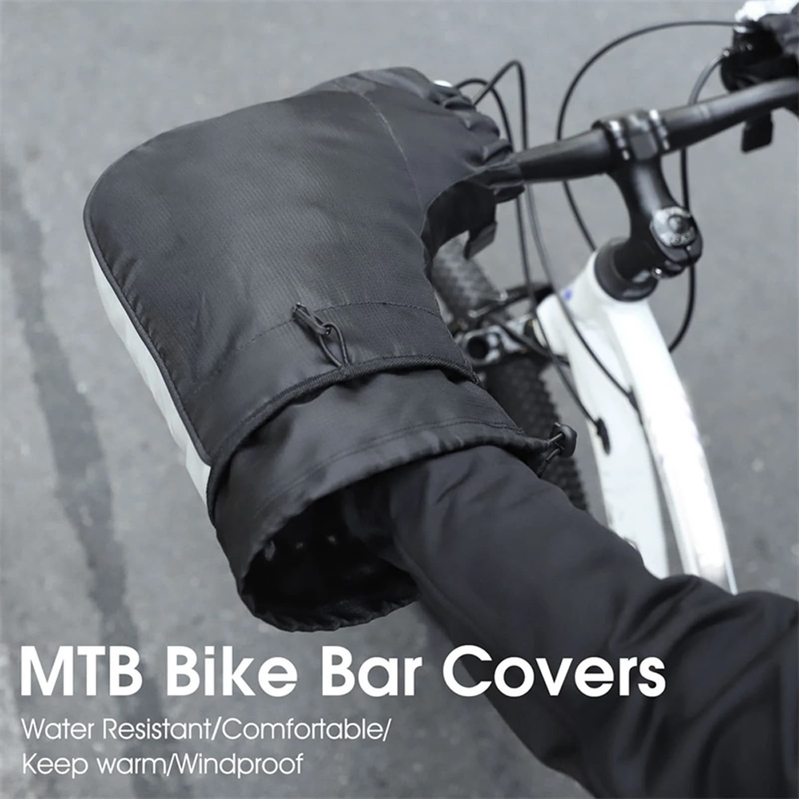 Windproof Thermal Bike Handlebar Mittens Bicycle Electric Bike Warm Handlebar Cover Reflective Painting Safety Cycle Gloves