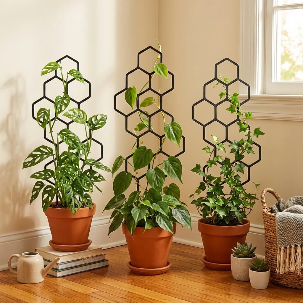 Honeycomb Design Plant Trellis, Rustproof Plastic Support for Potted Vines and Flowers, Indoor Outdoor Garden Climbing Frame