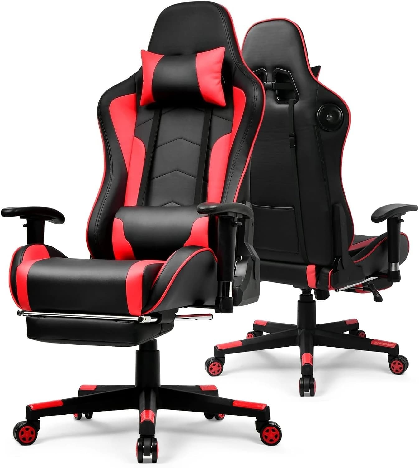 Gaming Chair with Bluetooth Speakers, Adjustable Backrest and Height, 3D Armrests, Footrest, Ergonomic  (Brick Red)