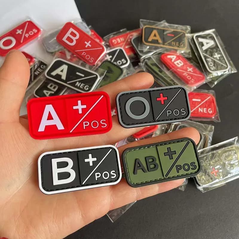 Small Patch with Hook,PVC Blood Type A B AB O POS NEG Emblemen,Patches Military Tactical Badges on Backpack,Outdoor Equipment