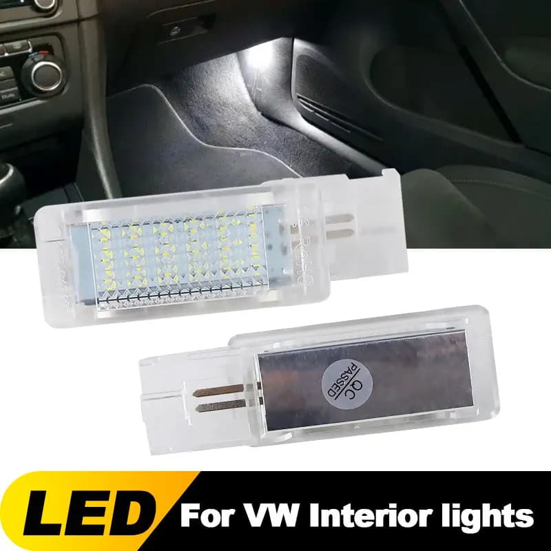 2pcs CANbus white For Seat Ateca Alhambra Skoda Superb Rapid VW Passat B6 B7 Golf 5 6 Caddy LED Footwell Light Glove Box Lamps