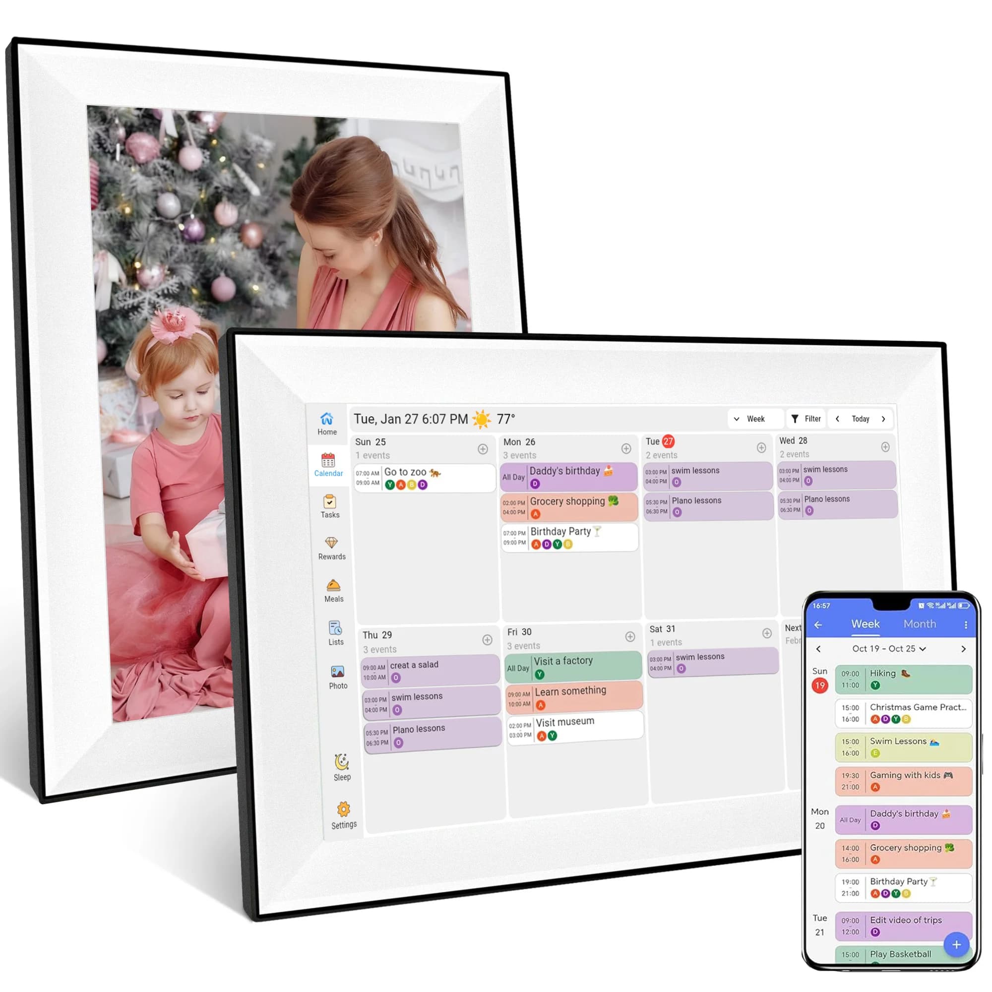 New Version 10.1 Inch Smart Digital Calendar Touchscreen Wifi Family Schedules Digital Photo Frame Calendar Planner With App ﻿
