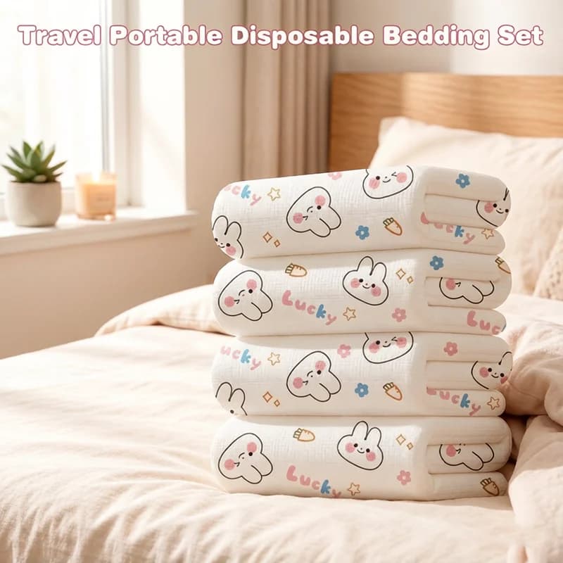 2026 NEW Extra Thick Disposable Bedding Set 3/4 Piece Disposable Sheets Duvet Cover Pillowcase for Travel Hotel Home Use