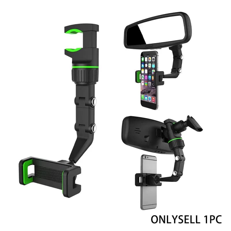 360° Car Rearview Mirror Mount Stand Holder for Cell Phone and GPS Adjusted Automobile Cradles Suitable for All Phone Models