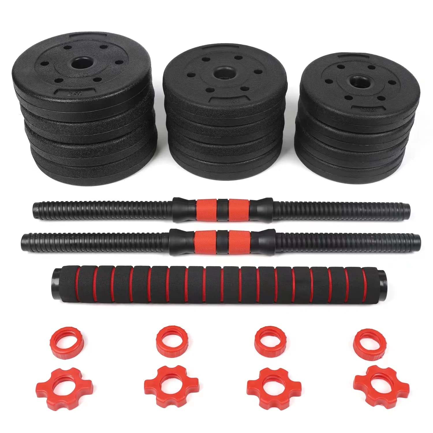 15kg Adjustable Dumbbell Set Free Weights Set with Connector - 4 In1 Weights Dumbbells Set Used As Barbell, Kettlebells