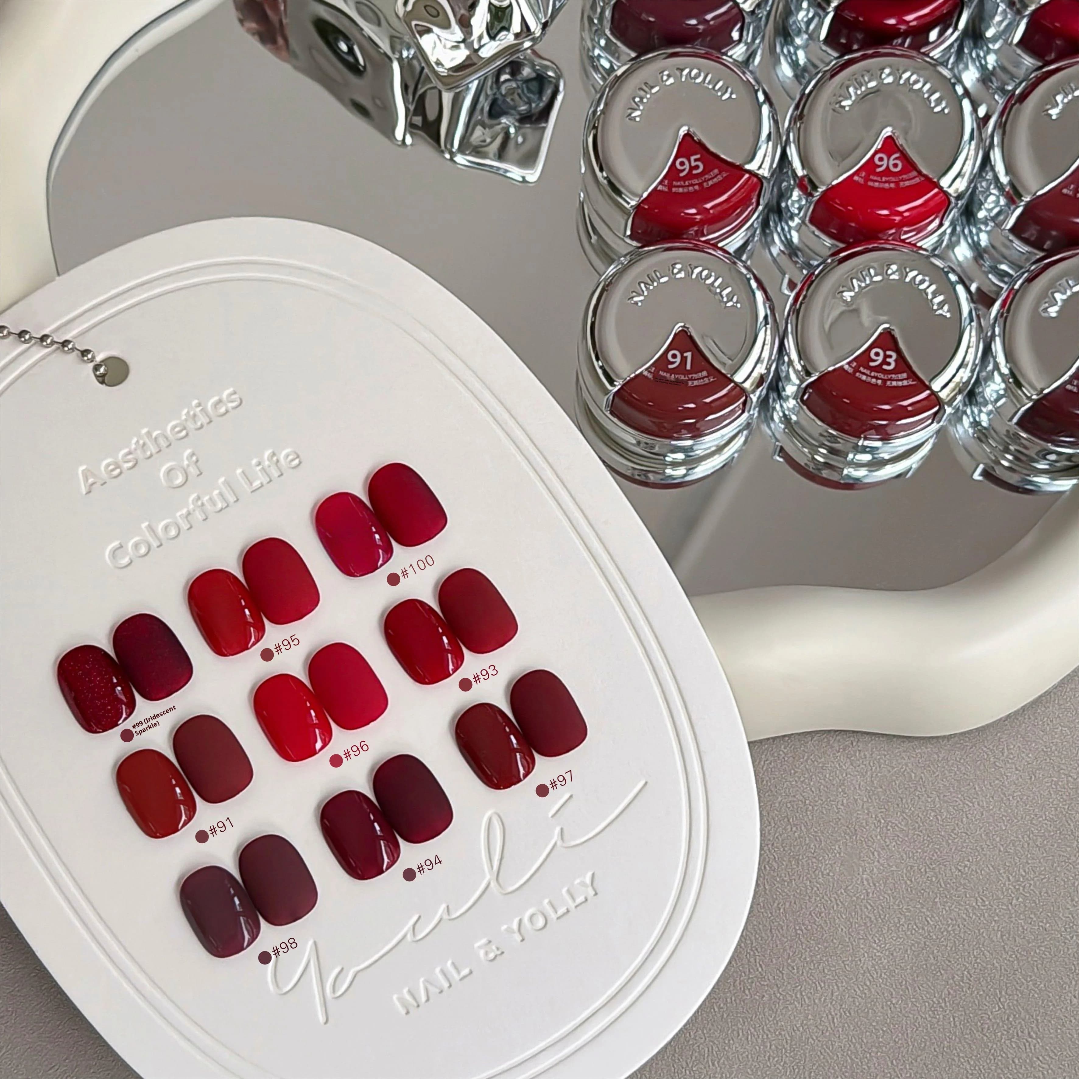 YOLLY 9 Colors Red Series Nail Gel Set 2025 New Long-lasting HEMA-Free TPO-Free Nail Art Non-toxic UV Gel Nail Salon Wholesale