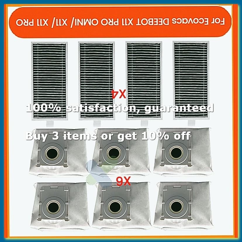 10PCS Dust Bag Hepa Filter for X11 Pro Omni/ X11 Pro/ X11 Robot Vacuum Cleaner Part-A009