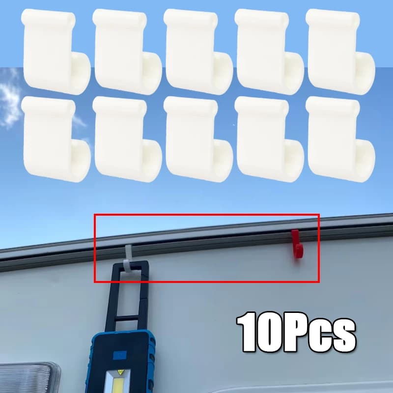 10Pcs Camping Awning Hook Clips Multi-Use Caravan Camper String Light Rope Clamp Tent Hooks Hang Clothes Dry Clip Light Hanger