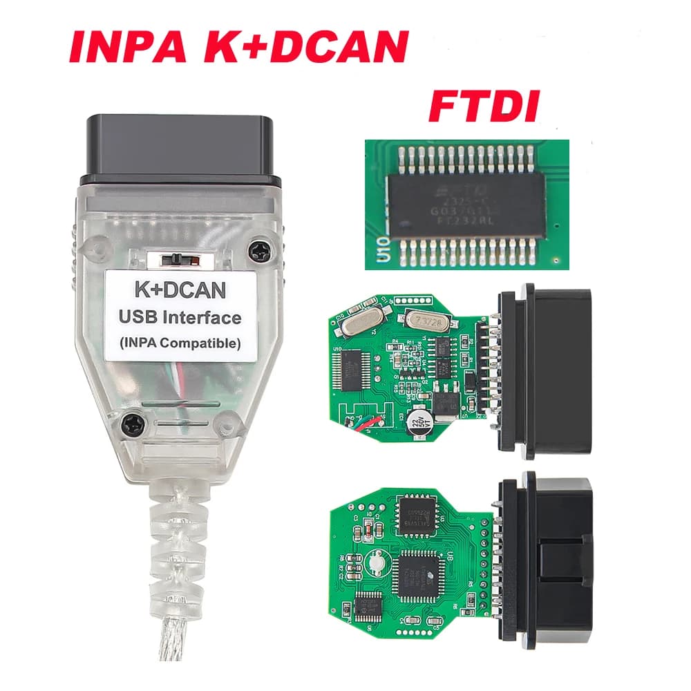 K DCAN K+CAN FTDI Chip OBD2 Auto Car Diagnostic Tools OBD 2 Scanner Switch USB Interface Cable K + DCAN OBD Diagnostic Cable