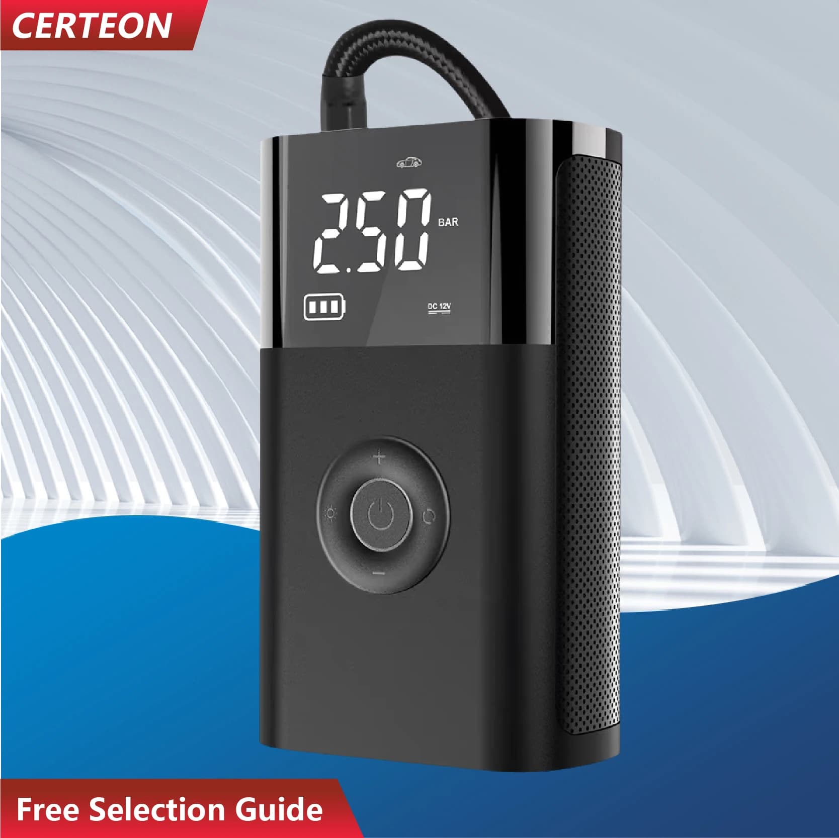 Electric Air Pump Wireless Portable Tire Inflator 12000mAh Rechargeable Digital Display Auto Stop LED Emergency