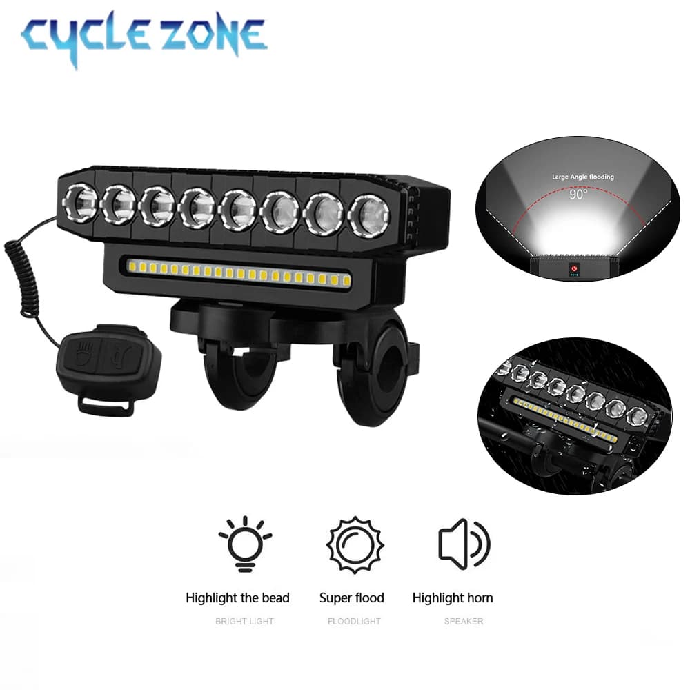 5/8 LED Bike Front Light Cycling Headlight with 120dB Horn 6 Lighting Modes MTB Road Bicycle Bell Front Light Easy to Install
