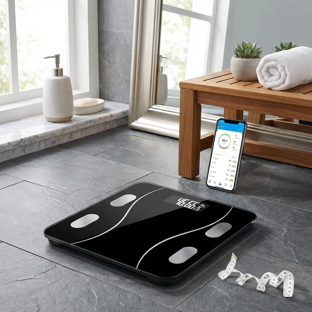 Bluetooth Body Fat Scale Rechargeable Digital Weight Scale High Precision Smart Body Composition Monitor with LCD Display Max 18
