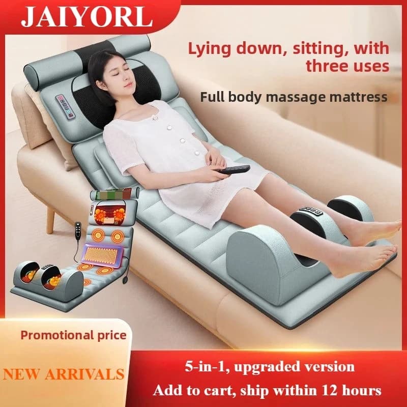 Electric Full Body Massage Mattress With Heating Hand Control Shoulder Neck Waist Airbag Back Kneading vibration Massage Cushion