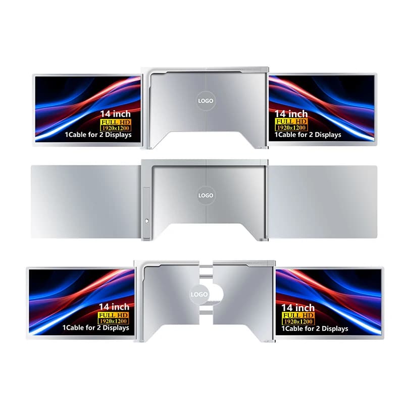 Customizable & Ready to Ship Dual Monitor for Laptop -14'' IPS Panel 1200P 1 Cable Connection Adjustable Stand Folding