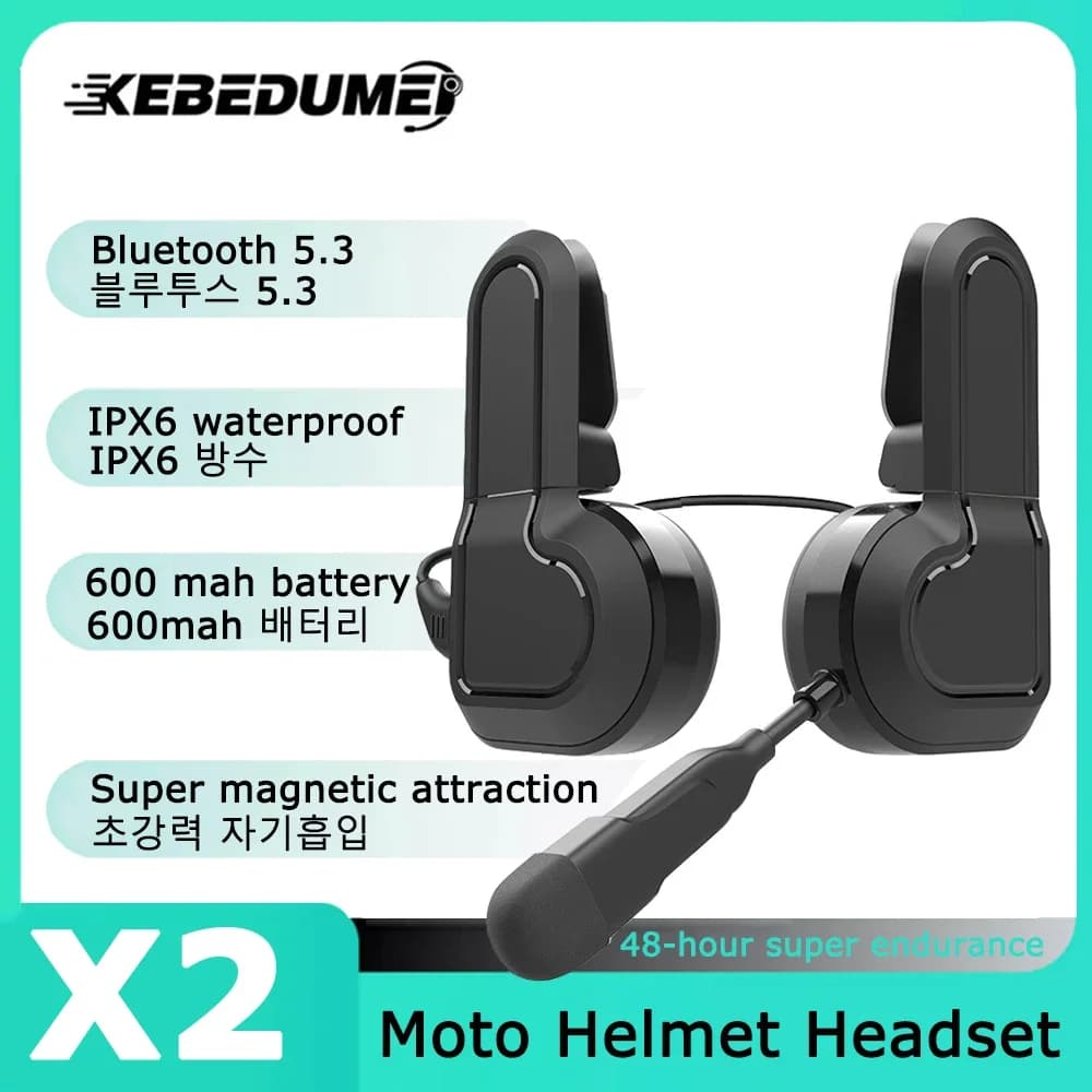 Kebidumei Motorcycle Helmet Headset Wireless Hands-free Call Kit Bluetooth 5.3 Waterproof MP3 Music Player Speaker Earphone