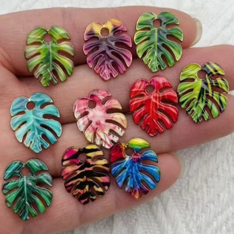 10pcs alloy drip oil simulation leaf keychain backpack car key female clothing pendant leaf keychain