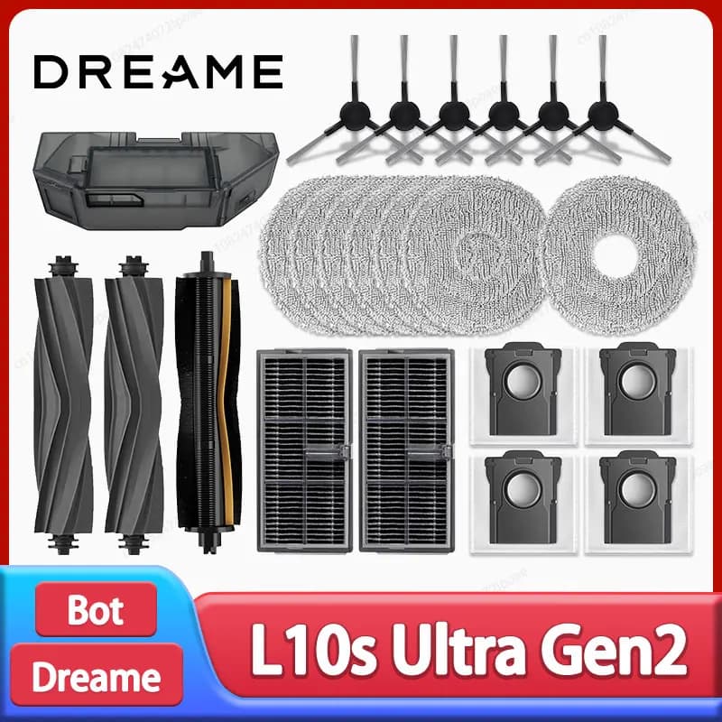 Dreame L10s Ultra Gen2 / L30s Ultra Robot Vacuum Cleaner Accessories Main Side Brush Mop Cloth Hepa Filter Dust Bag Spare Parts