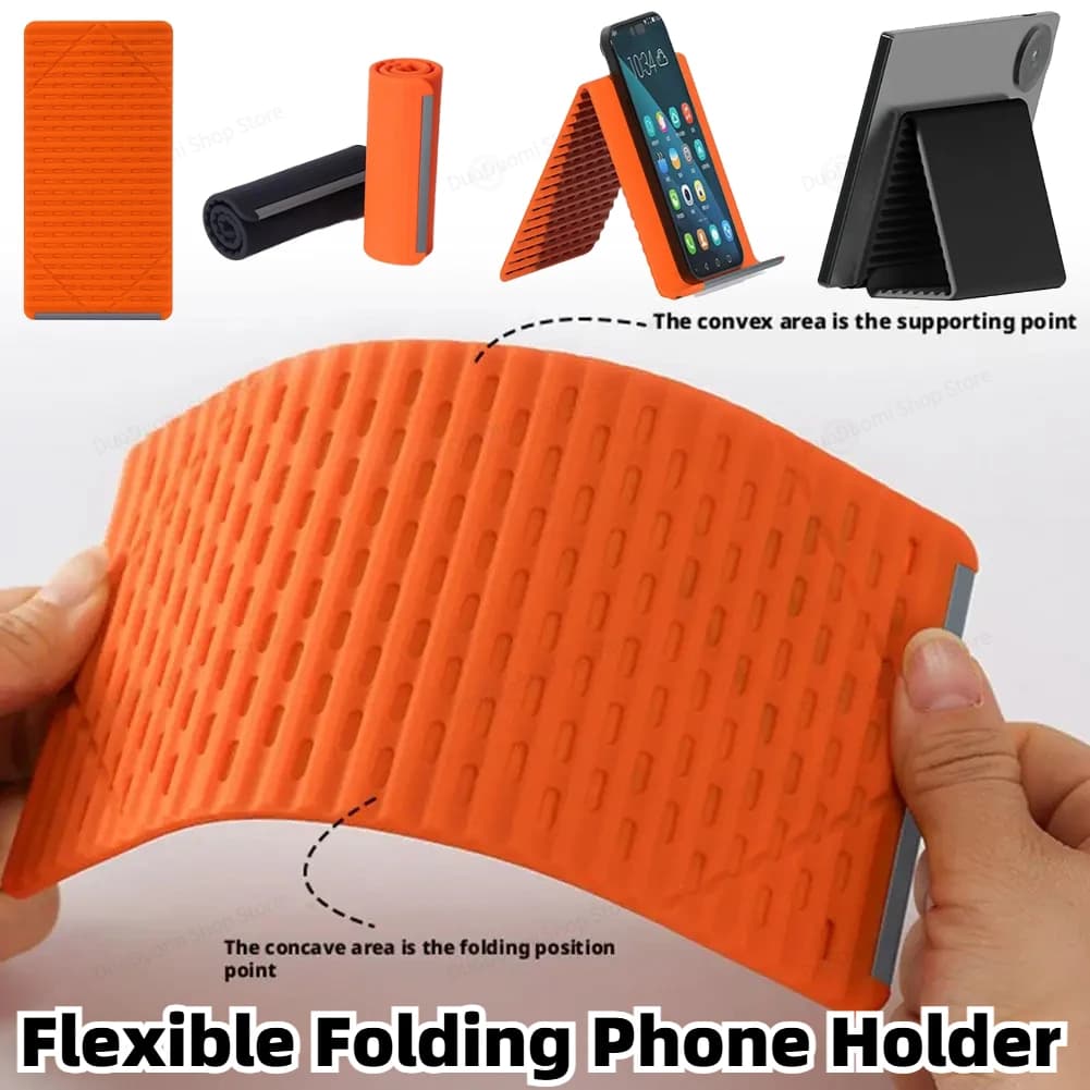 Flexible Folding Phone Holder Creative Foldable Desktop Stand Silicone Anti Slip Anti Fall Lazy Bracket For Phone Tablet Laptop
