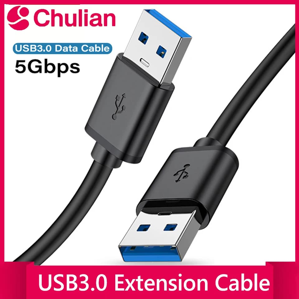 Short USB 3.0 Cable Double USB A Male Plug for HDD Enclosure USB 3.0 Hub Cooling Fan USB Switch - Male to Male Cord