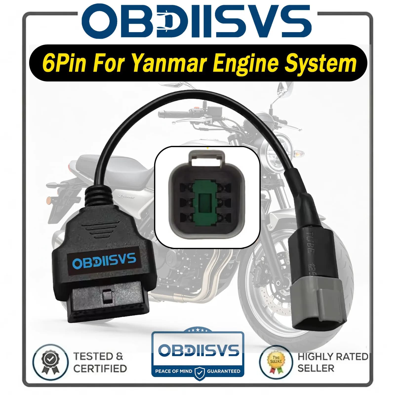 OBD2 Diagnostic Cable 6Pin For Yanmar Engine OBD2 Scanner Connector For Yanmar 24V Diesel Vehicles OBDII Diagnostic Adapter