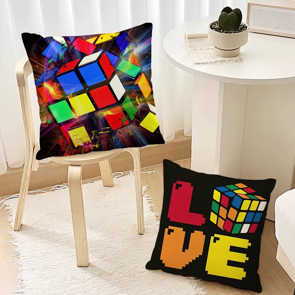 Game R-Rubik C-Cube Pillow Case Living Room Accent Couch Back Support Square Lounge Restful Nap Companion ﻿