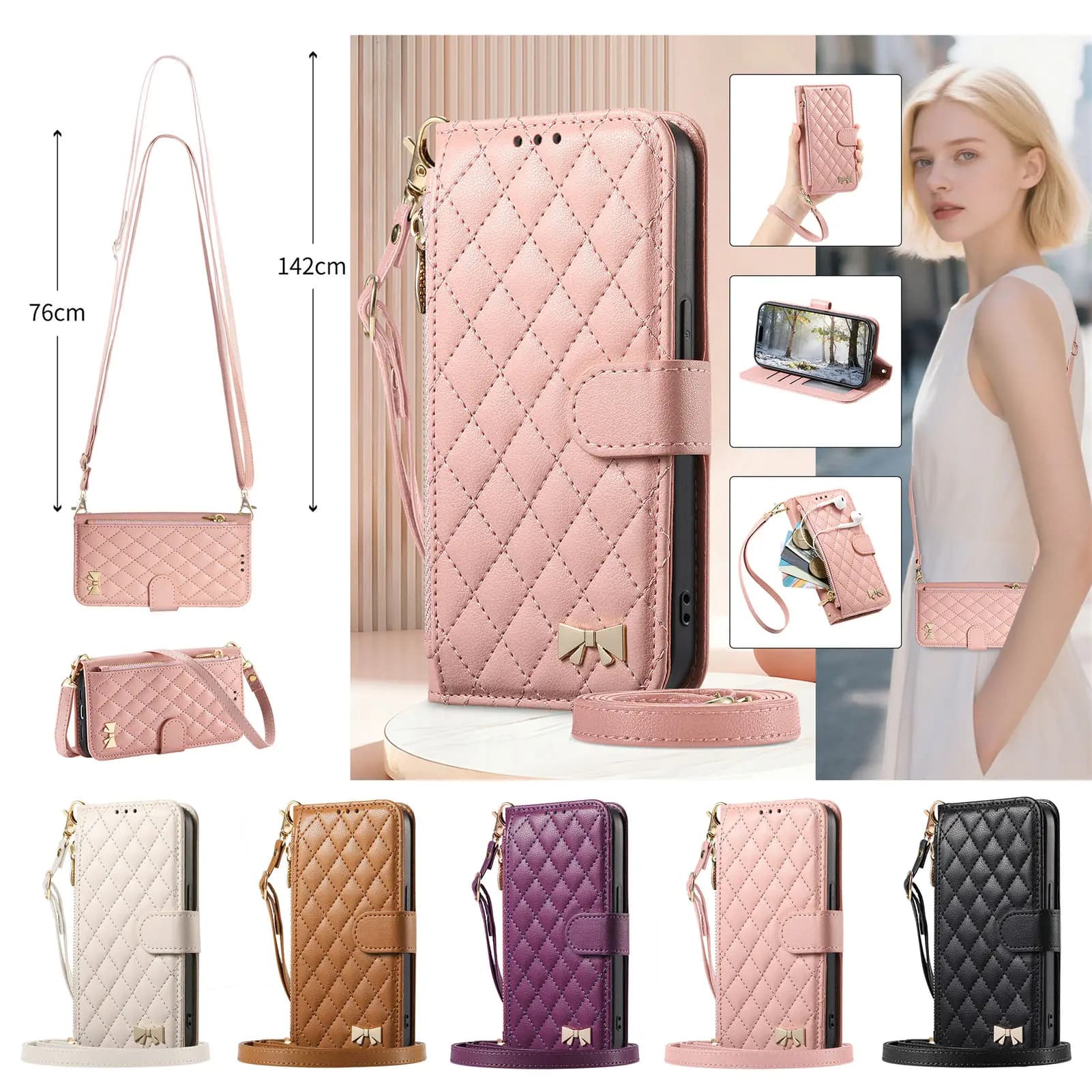PU Leather Zipper Crossbody Flip Wallet Card Slot Phone Case For Sony Xperia 1 VII 1 VI / 1-6 1 V 1 IV 10 VII 10 VI 10 V Cover