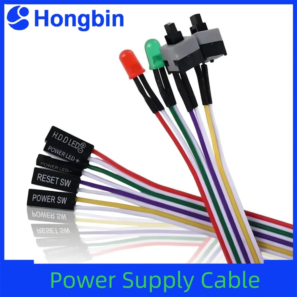 Power Supply Cable PC I/O Reset Switch for PC Motherboard Cable Button Switch Replace Power On/Off Extention Power Cable