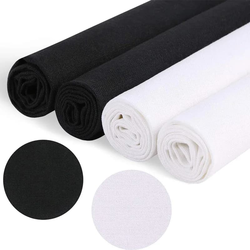 4 Pieces of Linen Fabric, Solid Color Fabric for DIY Sewing, 50X 50cm Black and White Breathable Linen Material, Suitable for Embroidery, Cross-Stitch, Sewing, Patchwork, Table Mats, Home Decoration, and DIY Craft Materials