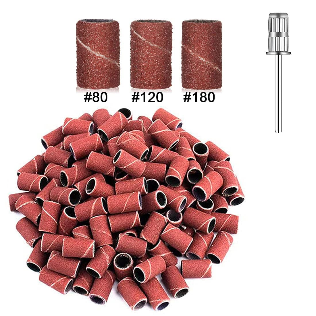 100pcs/50pcs Sanding Cap Bands For Electric Manicure Machine 180#/120#/80# Grit Nail Drill Grinding Bit Files Pedicure Tool Set