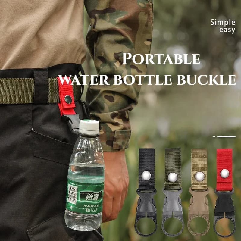 Webbing Water Bottle Holder Climbing Carabiner Belt Backpack Hanger Hooks Clip Multifunction Water Bottle Nylon Buckle Hook Clip