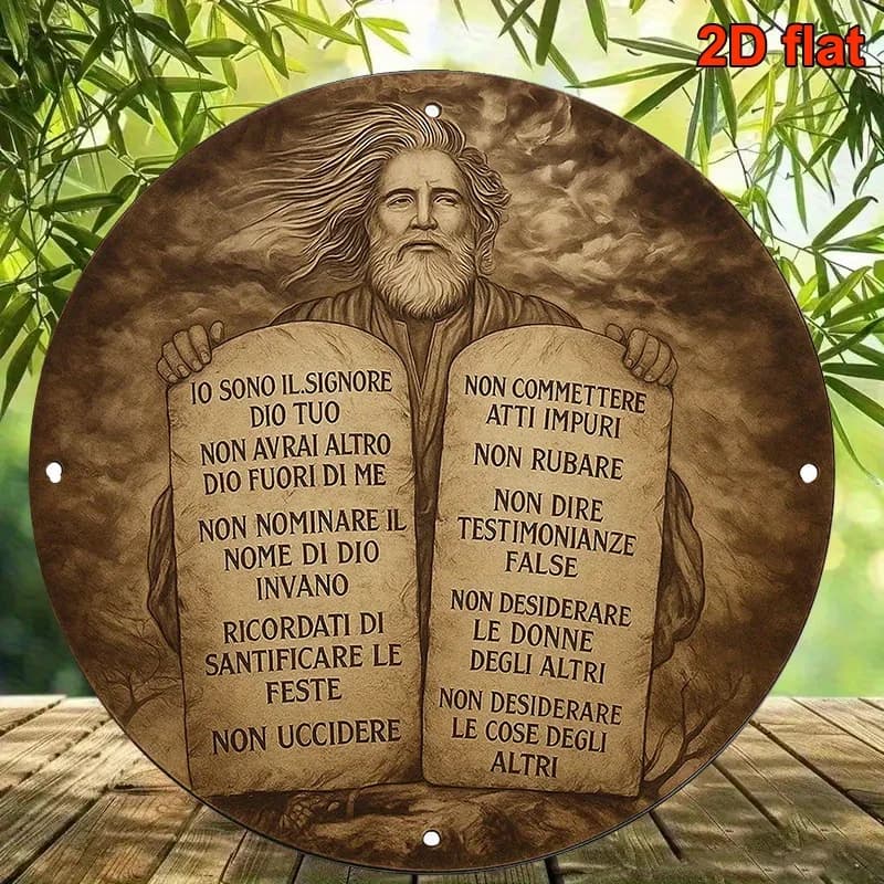 CIFBUY Rustic Italian Moses 10 Commandments Metal Wall Art Weatherproof Durable Alloy Decor for Home Church Office