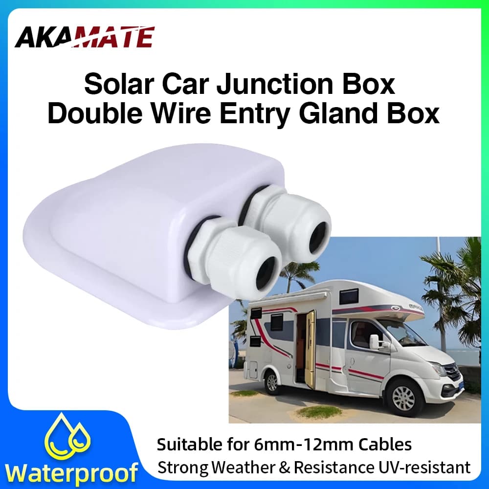 Solar Junction Box For RV Waterproof  Wire Entry Cable Storage Case Connector Holder Outdoor for Boat Yacht Camper Cars