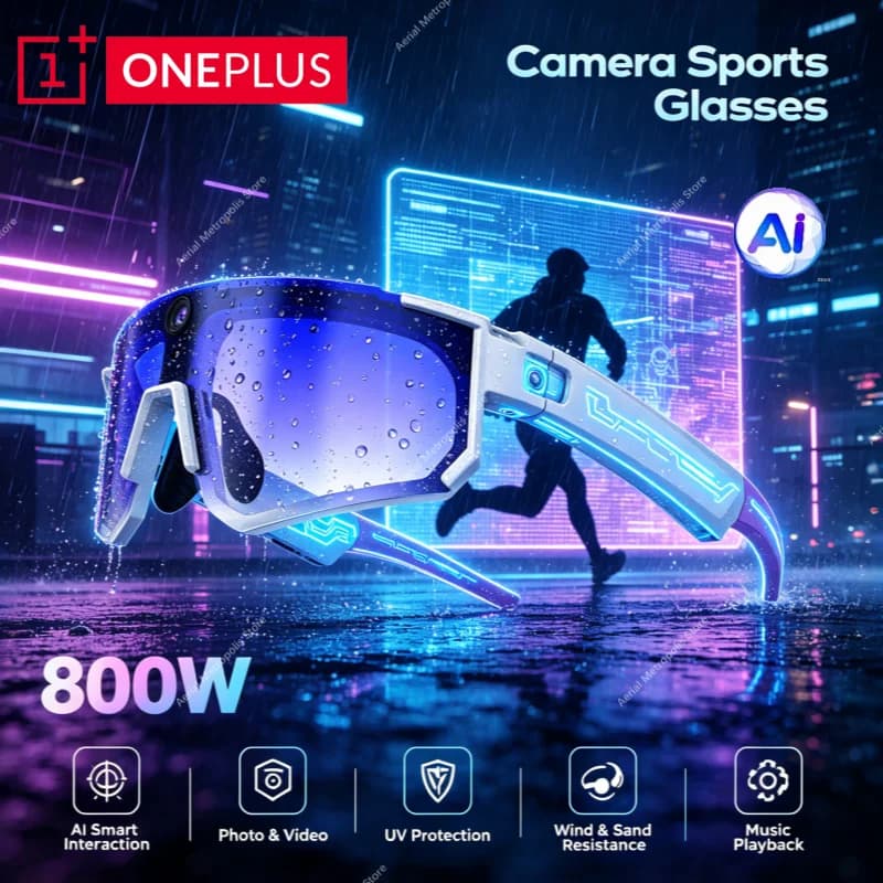 Oneplus Sports Camera Glasses 800W HD Video Camera Cycling AISmart Sunglasses Eyewear Sports MTB Outdoor Goggles Bicycle Glasses