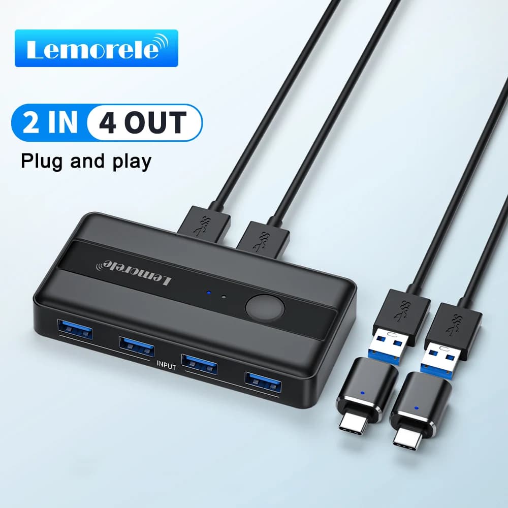 USB KVM Switch Adapter USB 3.0 Switcher 2 Input 4 Output USB Switch KVM Switcher Printer Sharer For Computer Keyboard