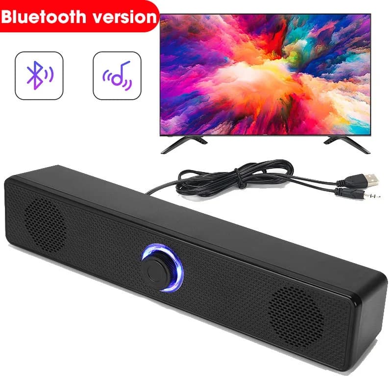 HOMEFISH  BT5.0 Soundbar Speaker Wired Wireless Dual Mode 9D Surround Stereo Bass Anti-Interference for PC TV Phone Gaming