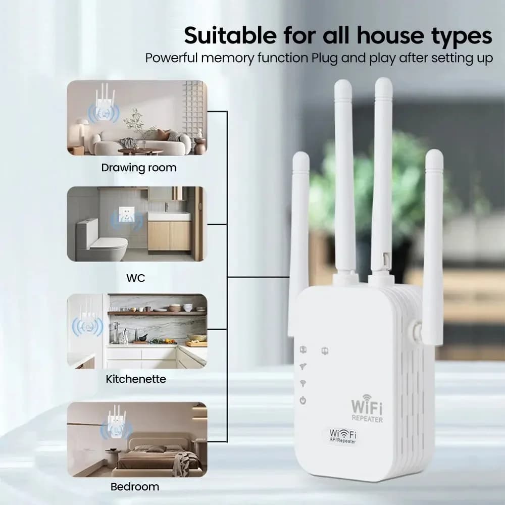 WALRAM 300M Wireless WiFi Repeater WiFi Extender Long Range Wireless WIFI Signal Booster Wireless Network Internet Repeater EU
