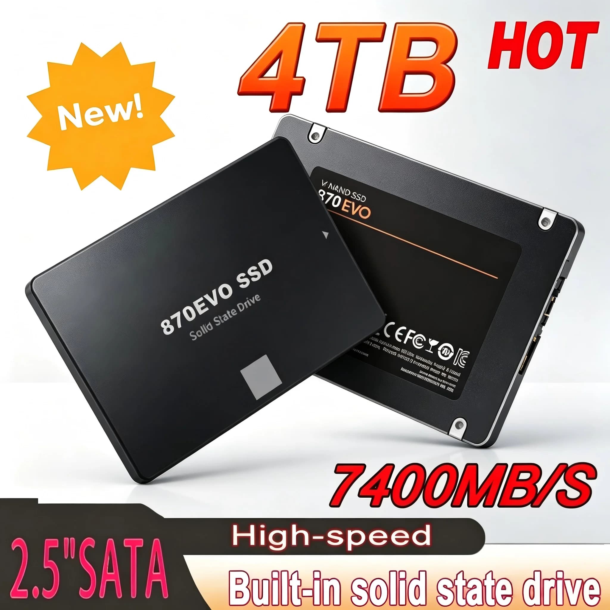 4TB Solid State Disk SSD 870  Internal Solid State Hard Drive SATA3 2.5 Inch Fast Read Write For Laptop Microcomputer Desktop PC
