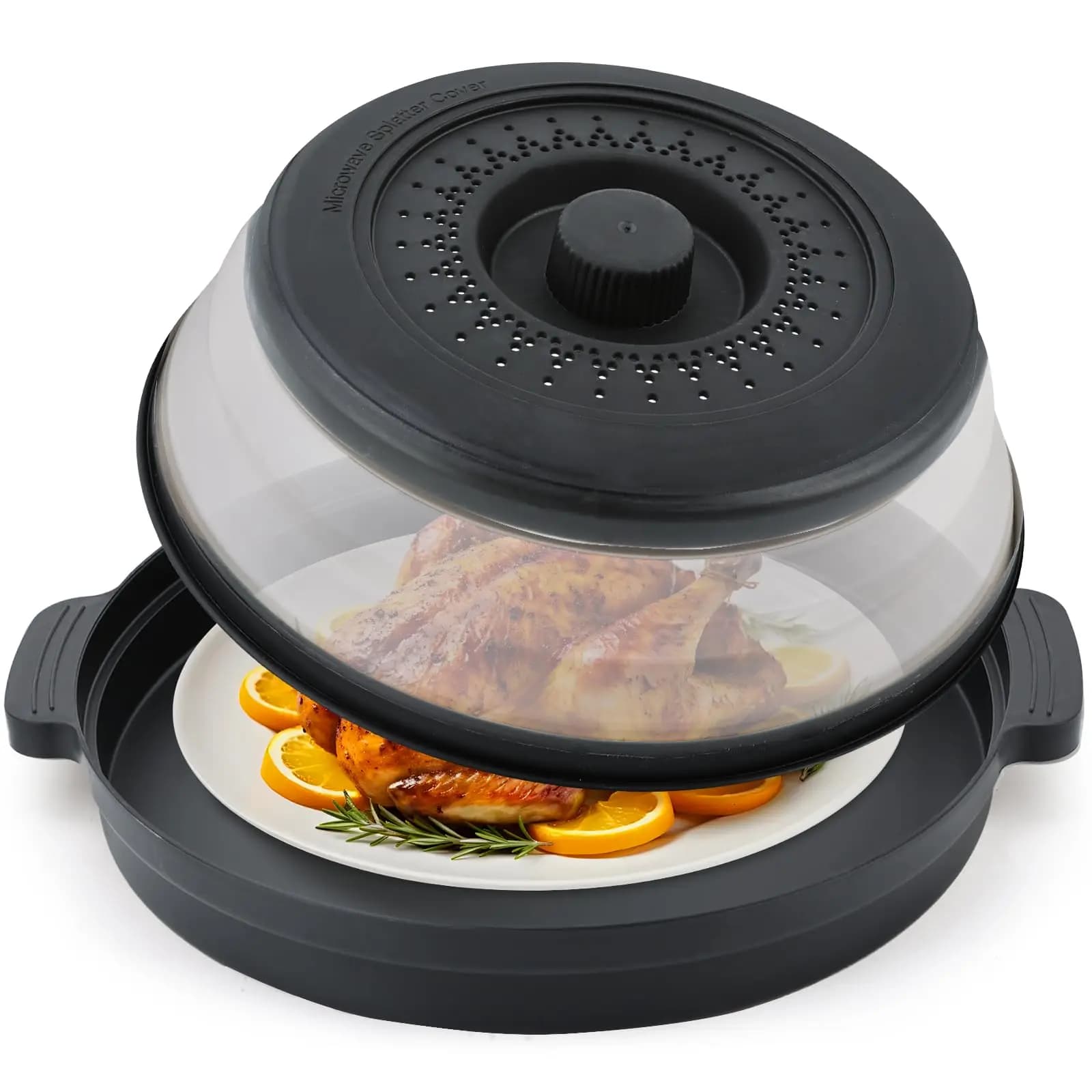 Microwave Food Splatter Cover Foldable Multifunction Splash Collapsible Guard Kitchen Gadget Colander for Meal Steaming Tray