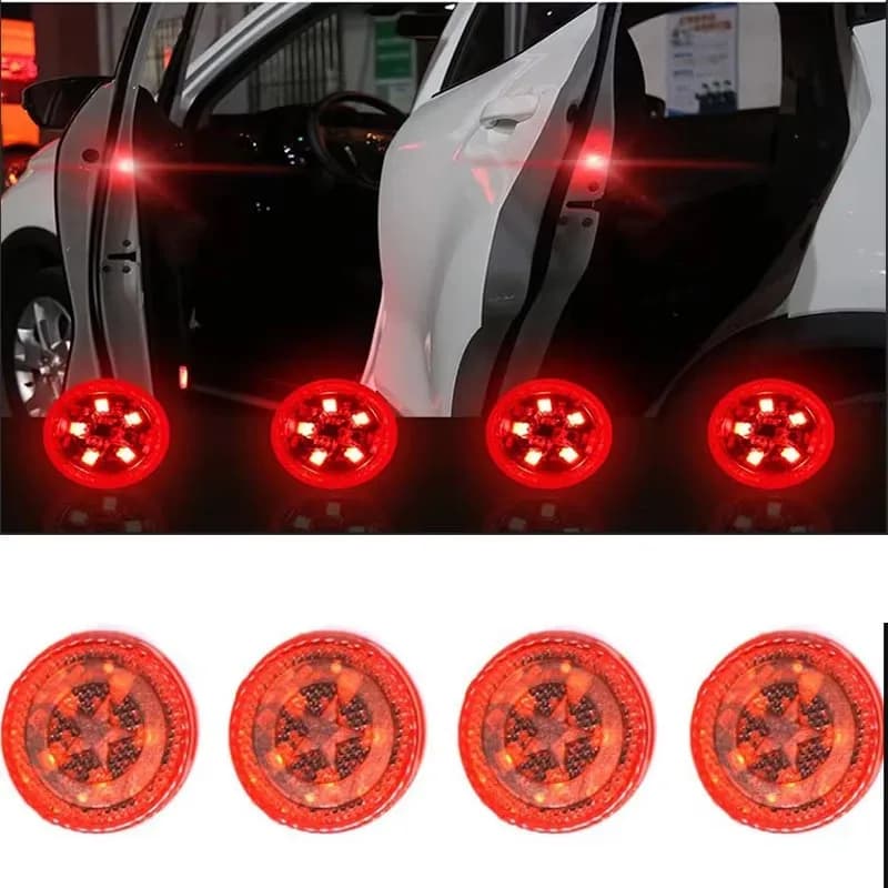 1/2/4pcs Universal LED Car Opening Door Safety Warning Anti-collision Lights Magnetic Sensor Strobe Flashing Alarm Lights