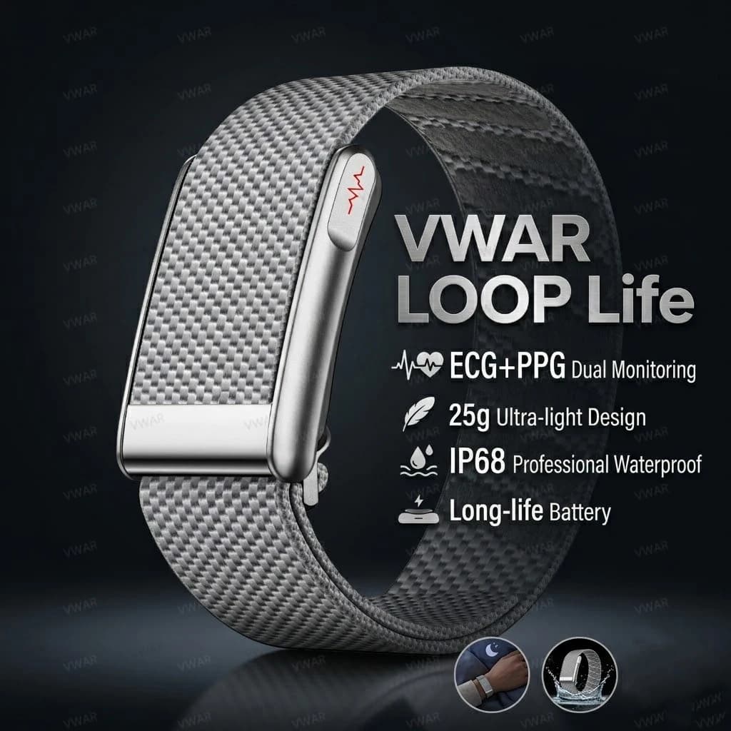 VWAR Loop Life Fitness Tracker ECG+PPG SpO2 Sport Smart Bracelet Heart Rate Blood Pressure Monitor Pedometer Smartwatch Band