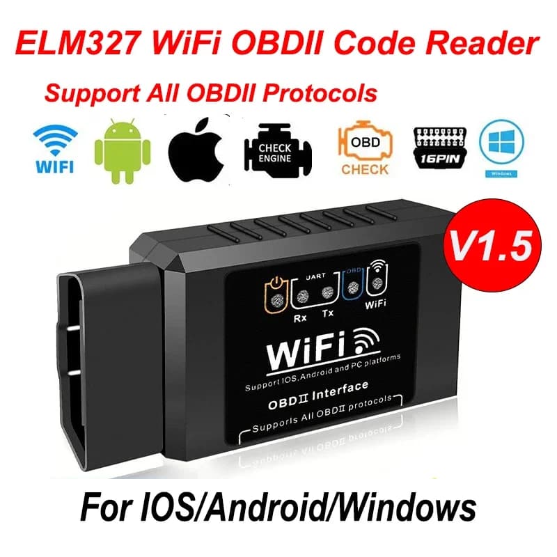 Popular ELM327 WiFi OBD2 Diagnostic Scanner V1.5 Car Code Reader Check Engine Fault Detector Tool for Android iOS PC Vehicles